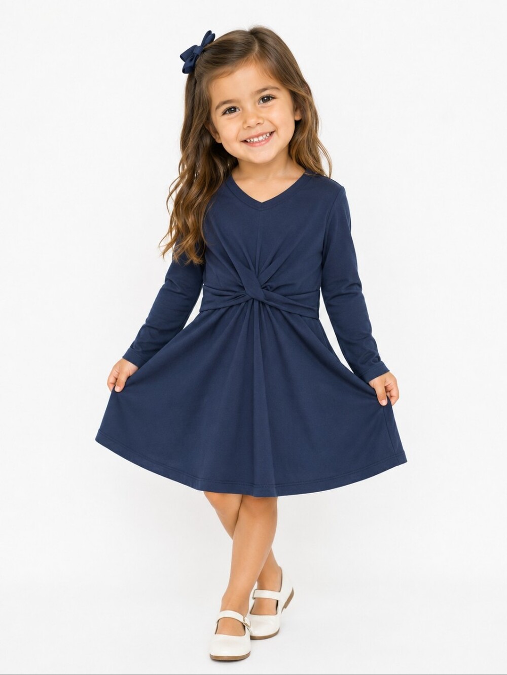 2/$25 H&M Knot-Front Long Sleeve Dress – Girls Size 4–6 NWT